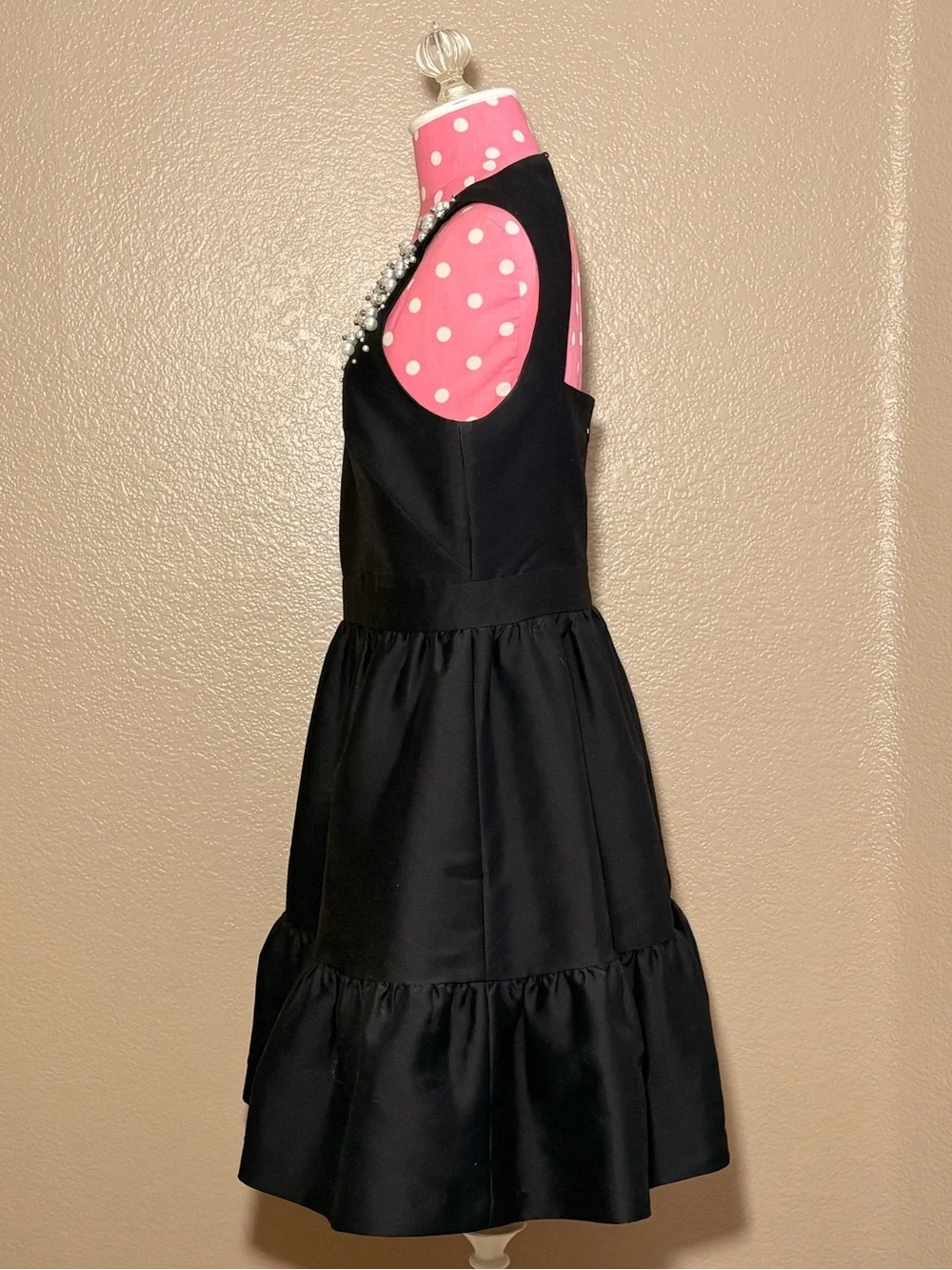 kate spade Black Sleeveless Dress with Pearl & Crystal Neckline